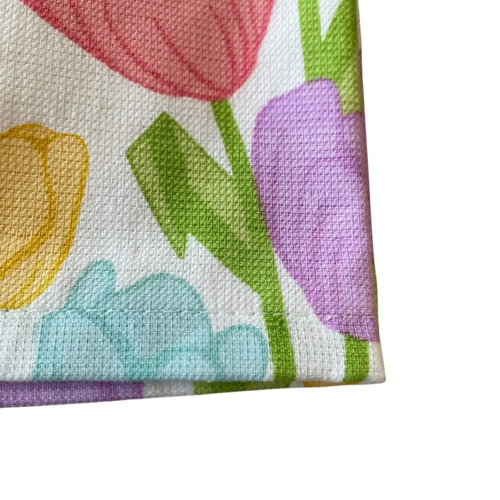 T-Fal Floral Cotton Kitchen Towels 18x28 Pop of Color Spring Tulips Set of 2 NEW